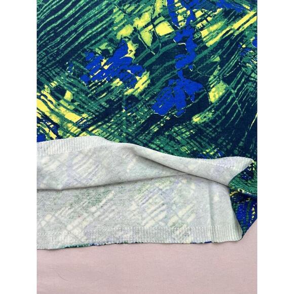 KENAR Blue Green Silk Blend Daphne Knit Top Size M Multicolor Print Short Sleeve - Picture 5 of 10